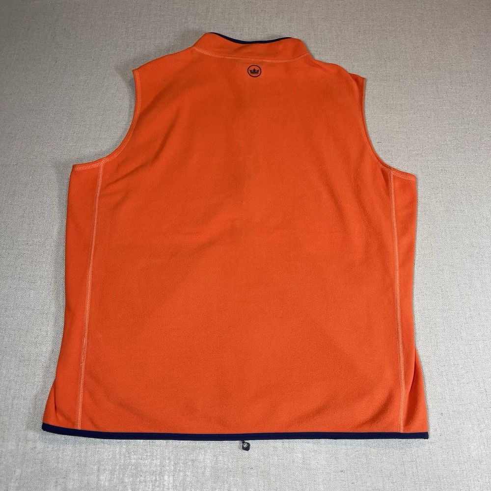 Peter Millar Vest Mens Large Orange Fleece Full Zip Mock Neck Golf‎ Crown Logo - Picture 9 of 12